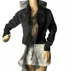 Black Cardigan open front with tulle knot, S, MATTI MAMANE ,goth,Whimsigoth,NWOT
